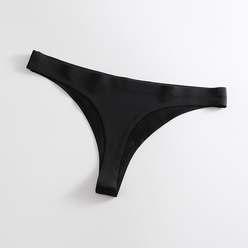 

Seamless Panties for Women Ice Silk G-strings Thongs Smooth Skin-friendly Women s Underwear Comfort Solid Tanga Sexy Mujer M чёрный