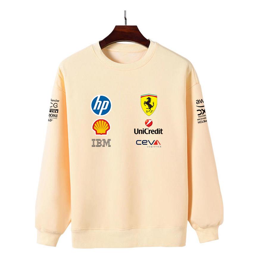 Unisex Men Women Thicken Autumn and Winter F1 Ferrari Racing Print Crewneck Sweatshirt Casual Loose Long Sleeve Pullover Sport Streetwear