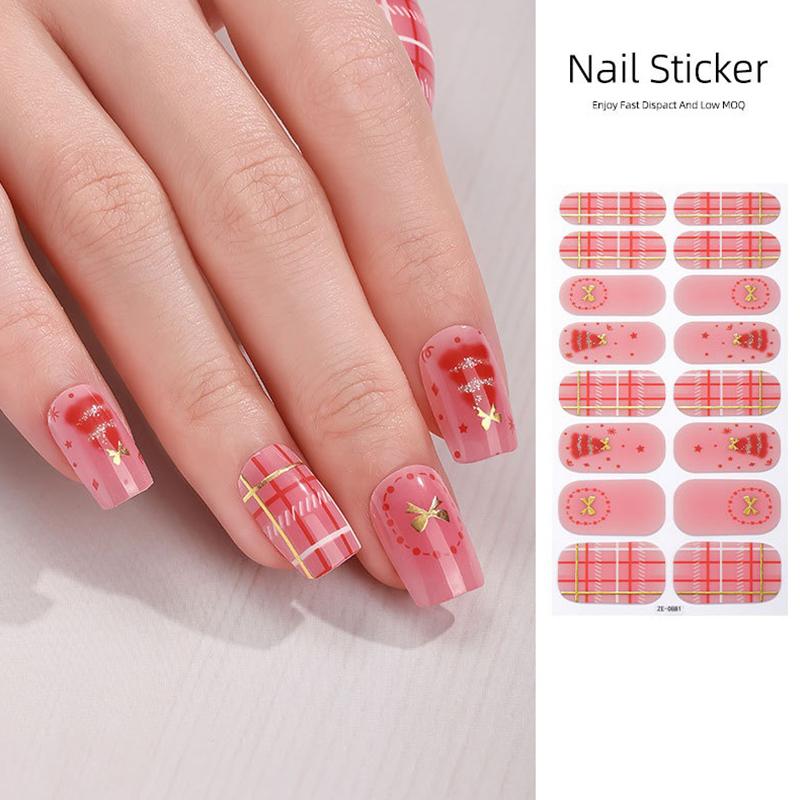 Christmas Series Full Cover Nail Stickers Snowflake Nail Decal Women Self Adhesive Manicure Designer Nail Art Sticker Decoration