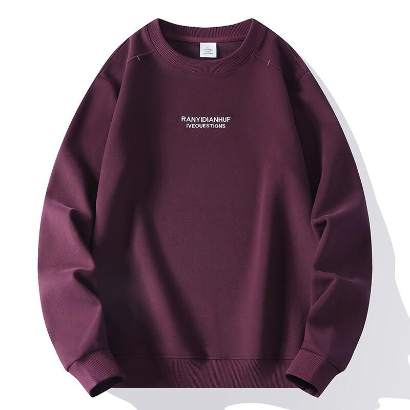 Spring Round Neck Sweater Men Loose Simple Casual Shirt Outdoor Sports Long Sleeve T-shirt Solid Color Fashion Bottoming Shirt
