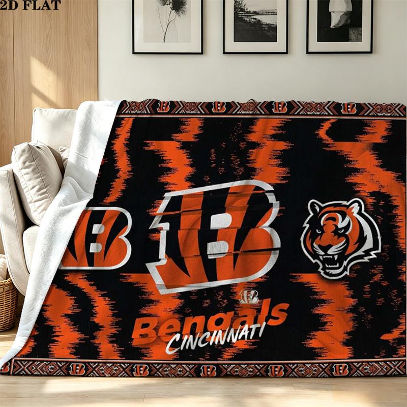 Cincinnati Bengals Print Flannel Blanket High Quality Warm Comfortable Cover for All Seasons Perfect for Gifts Home Decor