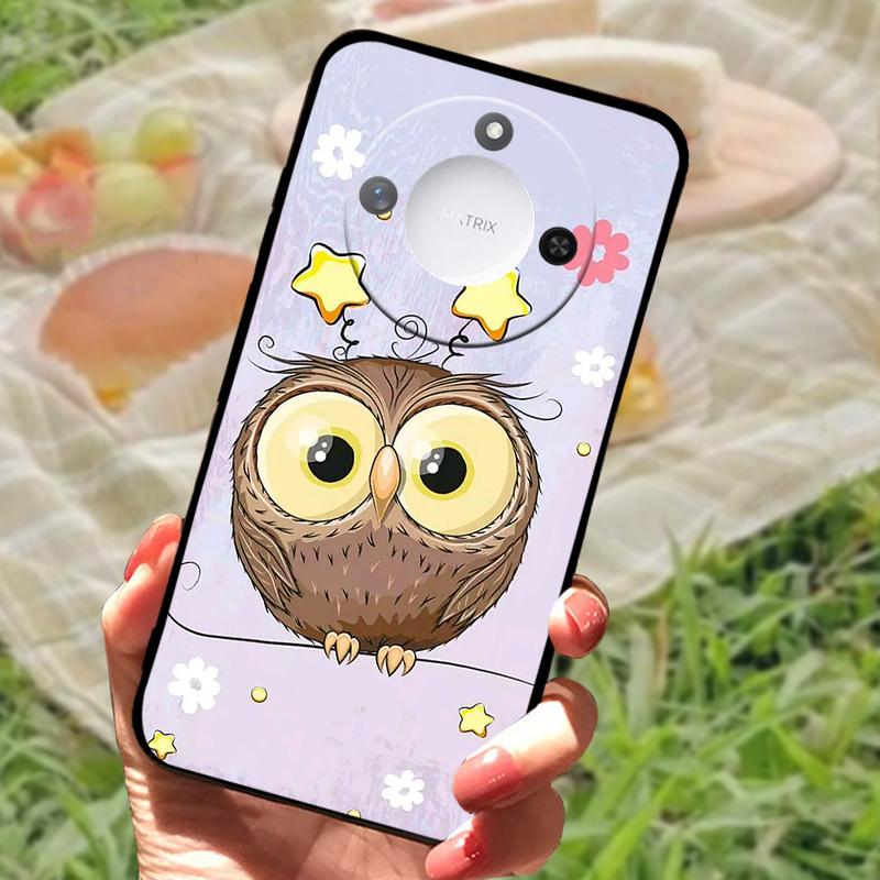 For Huawei Honor X60 Case Flowers Painted Cover Black Silicone Soft TPU Phone Case For Honor X60 Protective Shell Bumper