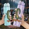 1PC Skateboarding Crocodile Art 750ml Color Plastic Sports Water Bottle Leakproof Flip Straw Lid Suitable for Sports Office Home Use