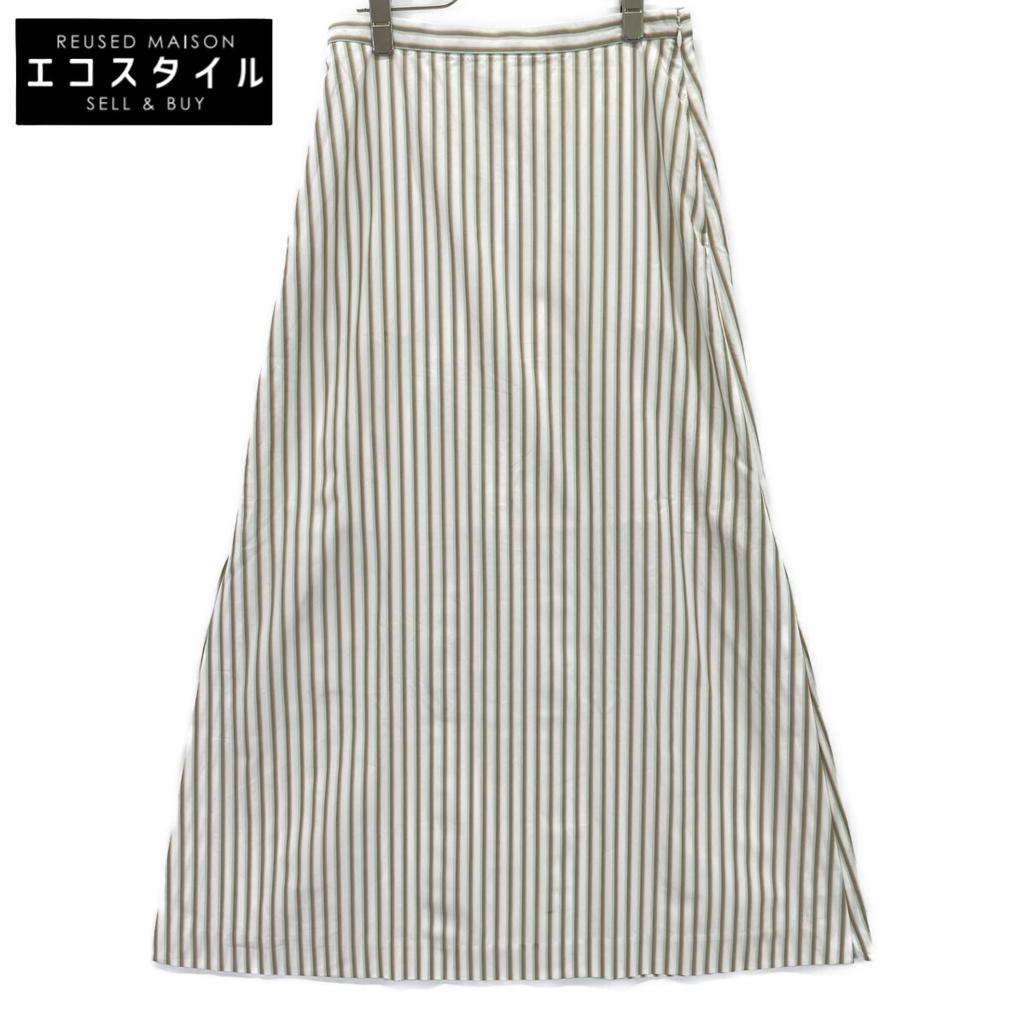 AURALEE A9Stainless Steel03TS Washed Finx Twill Stripe Long Skirt skirt 1 whiteUsed