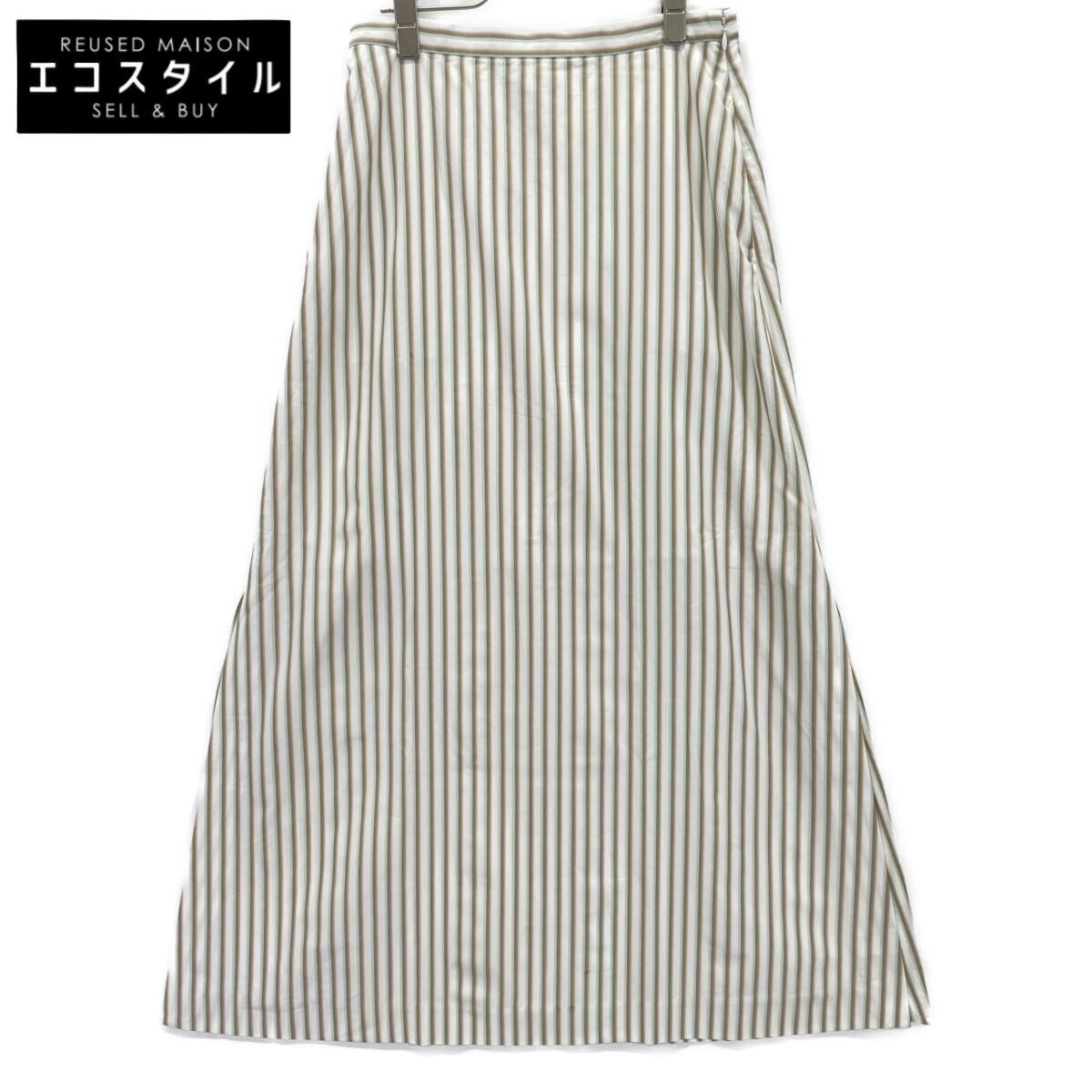 

AURALEE A9Stainless Steel03TS Washed Finx Twill Stripe Long Skirt skirt 1 whiteUsed