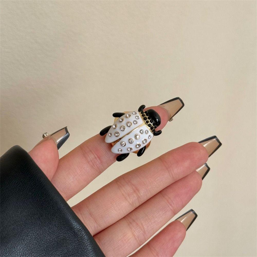 Geometric Painting Ring Korean Style Chunky Enamel Ring Vintage Insect Drip Oil Ring  Friend