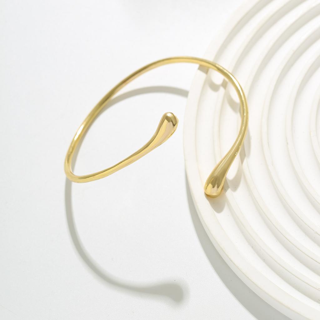 Ingemark Simple Vintage Water Drop Open Cuff Bangles for Women 2024 Trend Goth Geometric Arm Bracelet Aesthetic Zircon Gift New