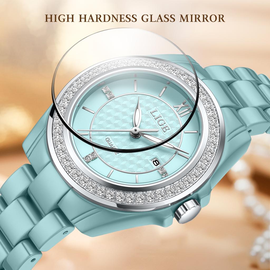 LIGE Women's Quartz Watch Calendar Waterproof Women's Watch Light Luxury Elegant Watch for Women Gift Relogio Feminino+BOX