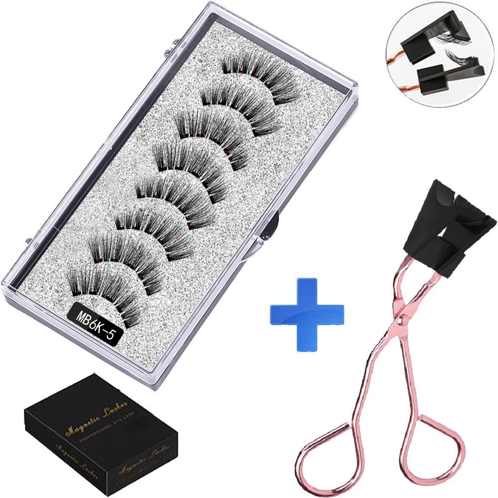 Two Pairs of Magnetic False Eyelashes with Curler - No Glue Needed, European & American Thick Style.
