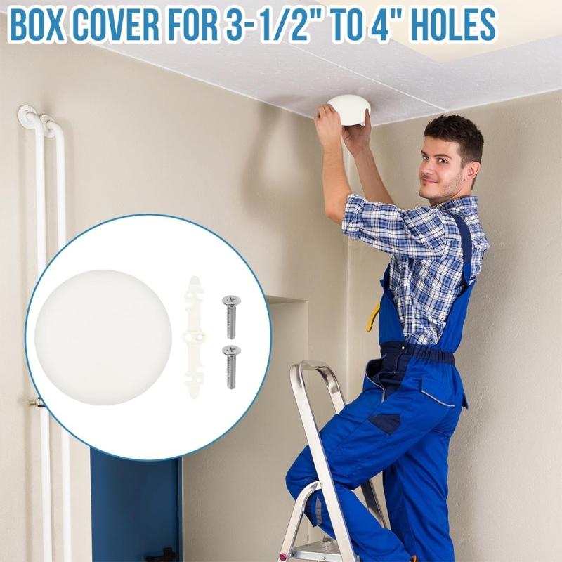 2Pcs Professional Electrical Box Cover with Concealed Screws Plastic Round Hole Cover Light Weight Ceiling Cover Plate