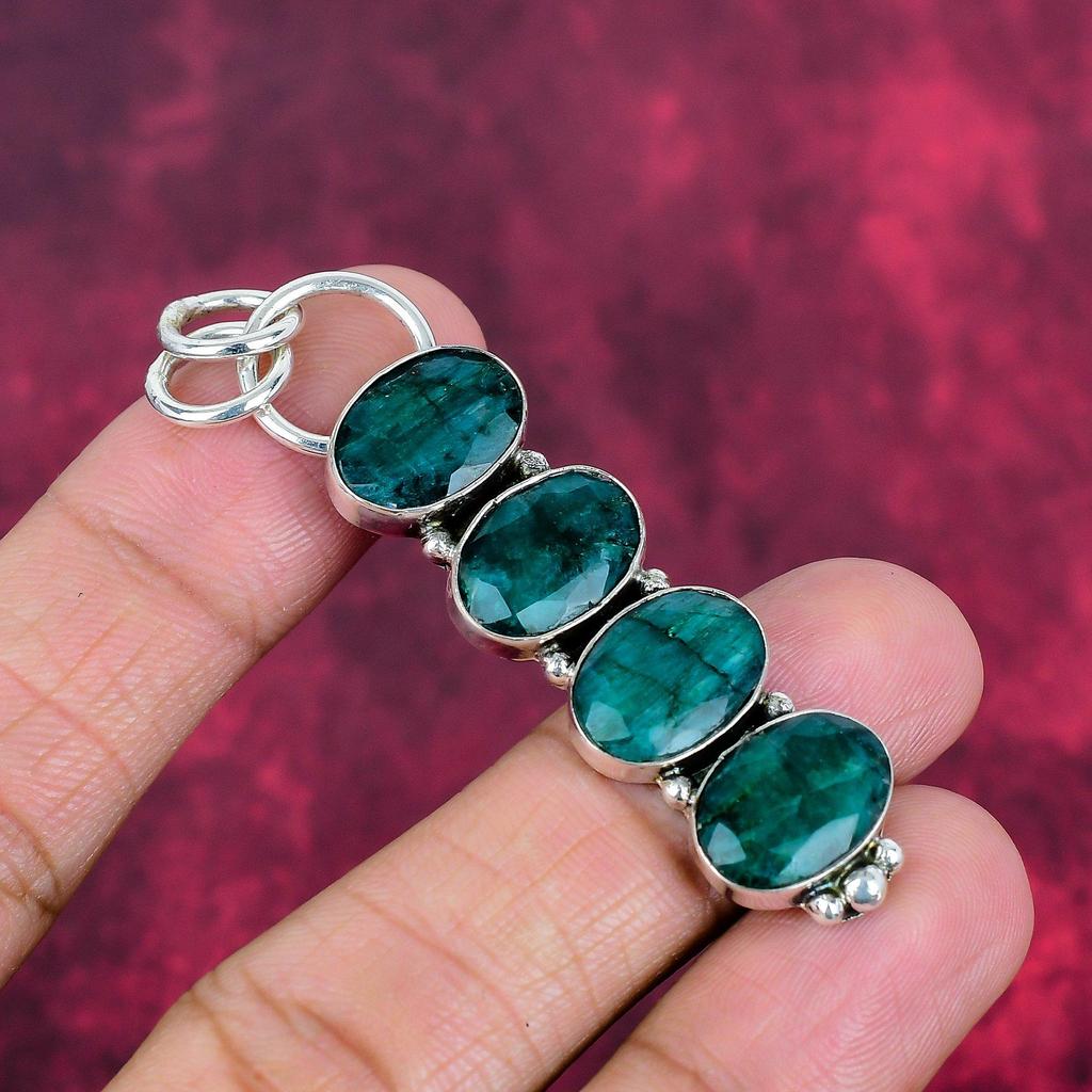 Emerald Pendant, 925 Sterling Silver Pendant Gemstone Jewelry, Handmade Pendant Amazing Jewelry, Gift For Her