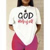 European Size Women's  T-Shirt with Faith-Based "God's Help" Prayer Hands Design - Casual Short Sleeve Round Neck Top,