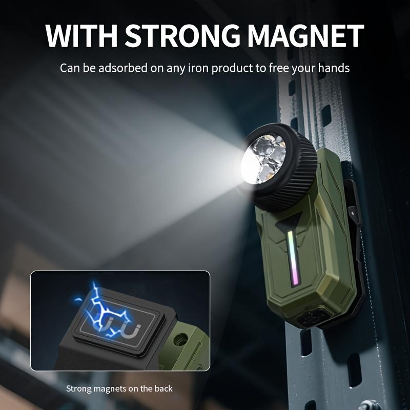 Mini EDC Flashlight Magnetic Charging Motion Sensor, Ultra Bright Clip On Headlight Portable Pocket Work Light for Hats Camping Hiking Emergency