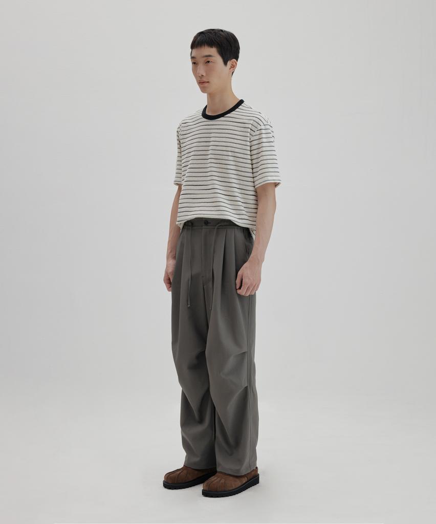 NONBLANK Terry Stripe Half T-Shirt_Black