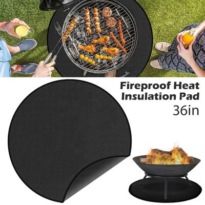 Fire Pit Fireproof Mat Round Stove Fire Mat Reusbable Grill Deck Protector Heat Resistant Fireproof Pad Camping BBQ Accessories