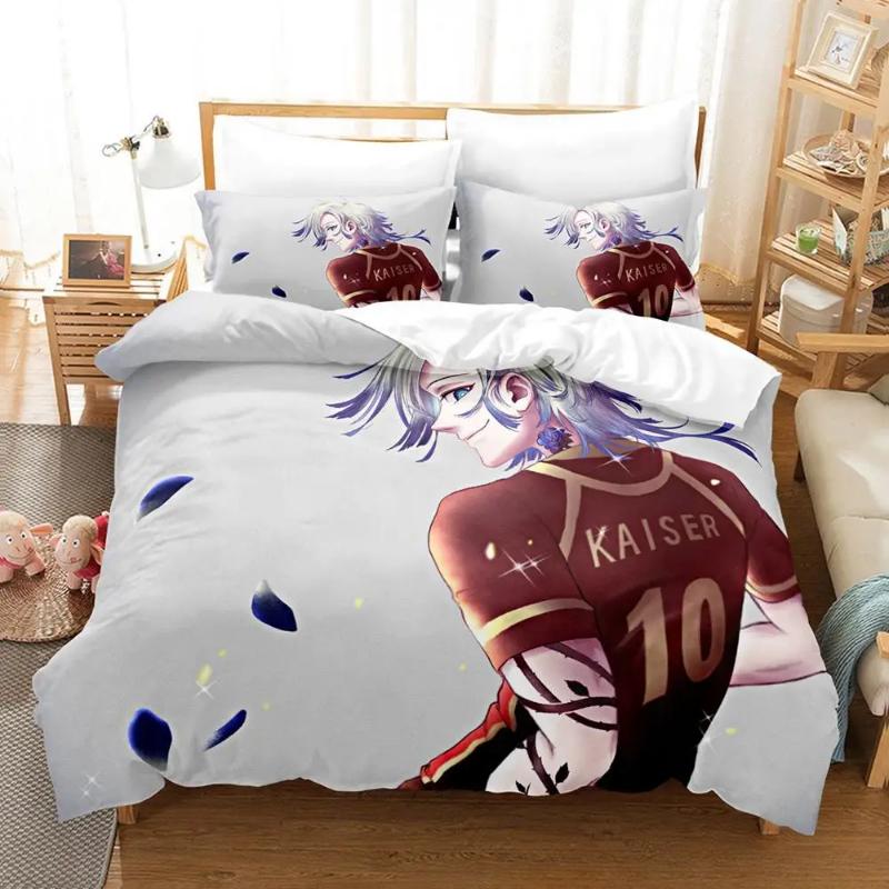 Anime Blue Lock Bedding Set Quilt Cover Pillowcase Cartoon Decor Bed Spead Bedroom Duvet Cover Bedding Suit Kids Birthday Gift