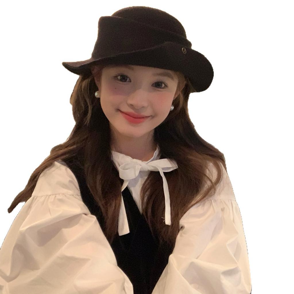 Retro stickad krullad topphatt Fiskarhatt Damhöst och Vinter Bergsklättringshatt Bassänghatt