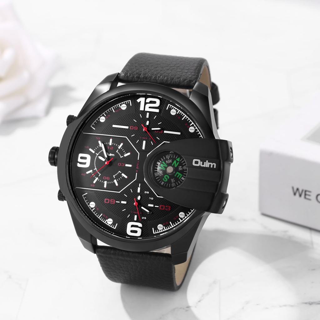 Coole und gut aussehende runde Armbanduhr für analoge Quarz-Anzeige, groß, perfekt für den Außenbereich oder als Geschenk für Jahrestage oder Geburtstage, Rot, Herren, Multifunktion,