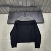 Shengjia 025 New Autumn/Winter Letter Embroidery Half-Zip Lapel Knit Long Sleeve Loose Top