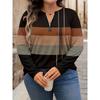 Ladies' Striped Zipper Long Sleeves, Simple and Casual In Spring and Autumn