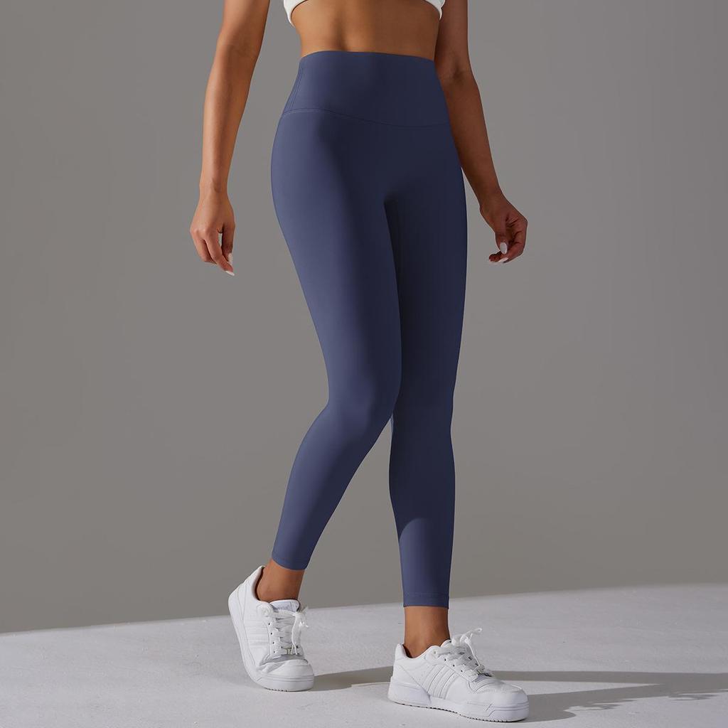 Nude Skin-friendly Yoga Pants Women Without Awkward Line High-waisted Bottoms To Lift The Buttocks Elastic Fitness and Sports Nine-minute Pants