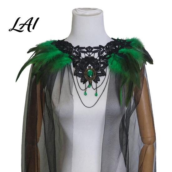 Gothic Shoulder Wrap Feather Cloak for Men Women Halloween Tulle Cape with Dance Performance Shawl Shrug Witch Cosplay Costume Party Festival Outfit