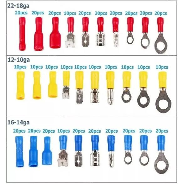 480PCS Insulated Cable Connector Electrical Wire Crimp Spade Butt Ring Fork Set Ring Lugs Rolled Terminals Assorted Kit