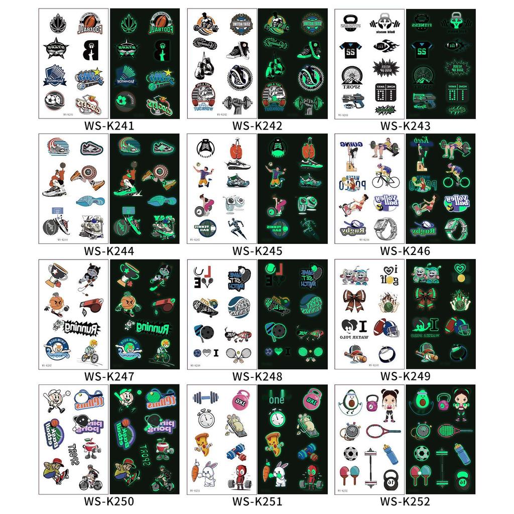 Luminous Waterproof Sport Tattoo Stickers for Night Workouts – Temporary Glow Arm & Face Stickers