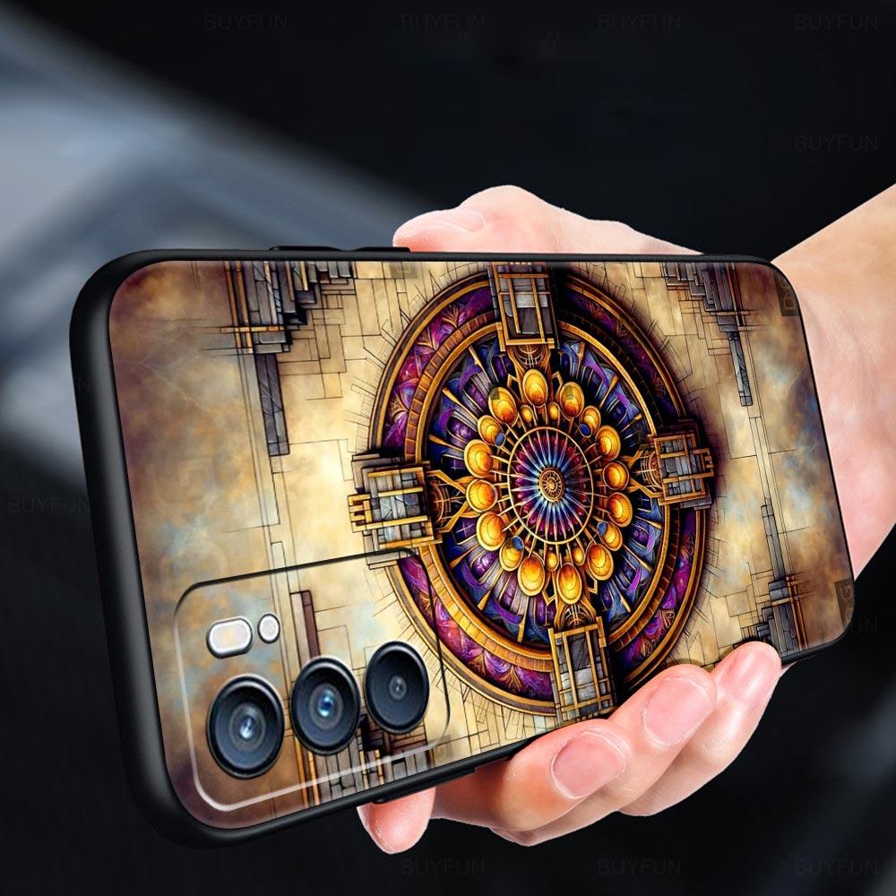 Retro Circular Totem Design Phone Case For Oppo A17 A31 A54 A57 A78 A79 A98 Find X5 X6 Reno 6 7 8 10 11 12 13 F Pro 5G Soft TPU