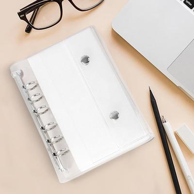 Clear Binder Covers A6/A7 6-Ring Clear PVC Notebook Loose Leaf Binder Cover Loose Leaf Folder for Document Photo Ticket Expense