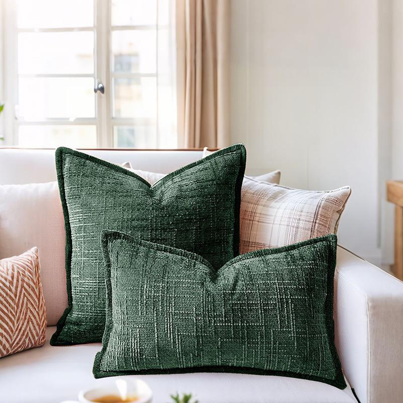 Woven Thick Cushion Cover Yarn Texture Throw Pillow Covers Edge Pressed Sofa Cushion Covers for Home Bedroom Living Room Decor