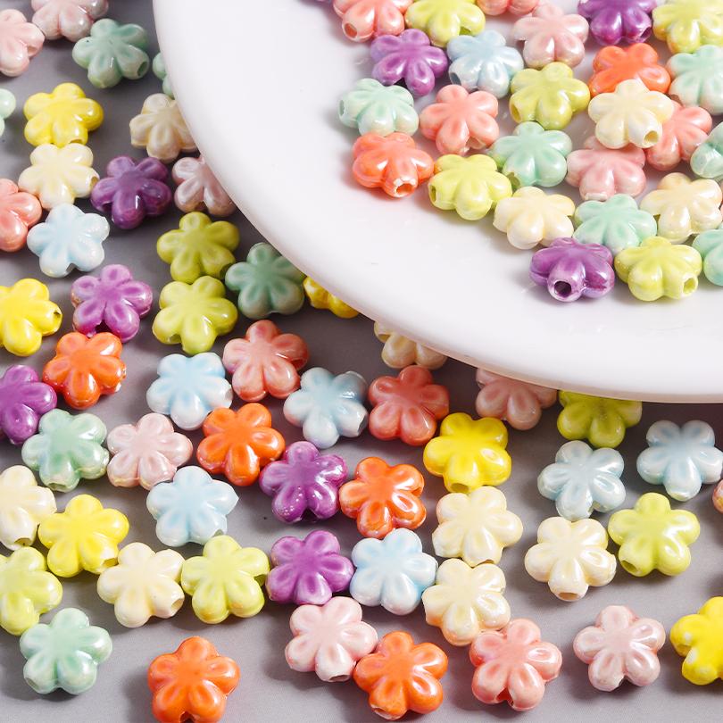 Different Style Random Mix Ceramic Beads For Jewelry Making Supplies Ball Flower Heart Star Loose Bead DIY Bracelets Accessories