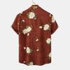 Men Summer Hawaiian Shirt Floral Leaves Print Streetwear Chic Single Breasted Thin Shirt