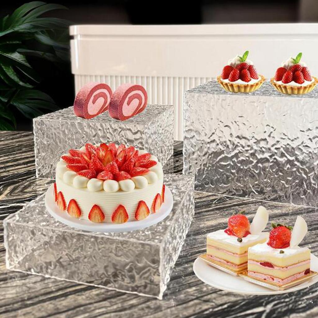 Acrylic Cube Display Box Riser for Buffet Table Food Display Stand Nesting Riser for Food Collection Jewelry Dessert Cake