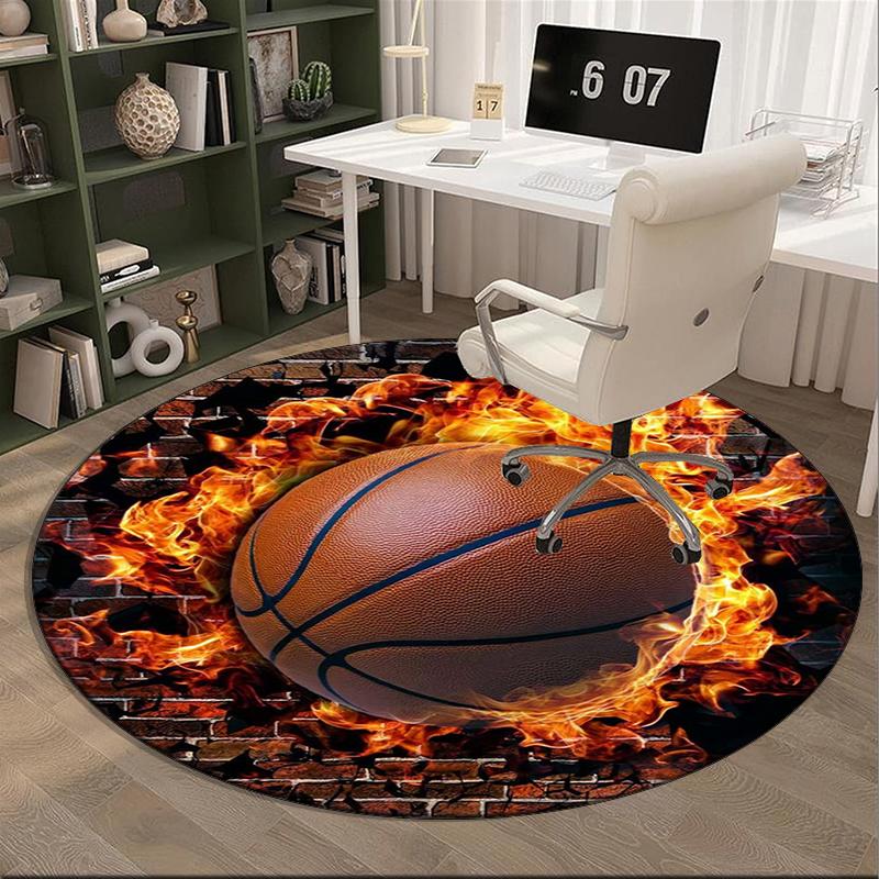 Flame Sphere Energy Round Carpet Chair Cushion Round Entryway Rug, Soft Round Rugs for Living Room, Bedroom, Circle Carpet Decor Gifts