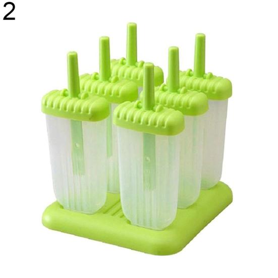 6 Grids Silicone Summer Ice-lolly Ice Cream DIY Maker Mould Tray with Stand