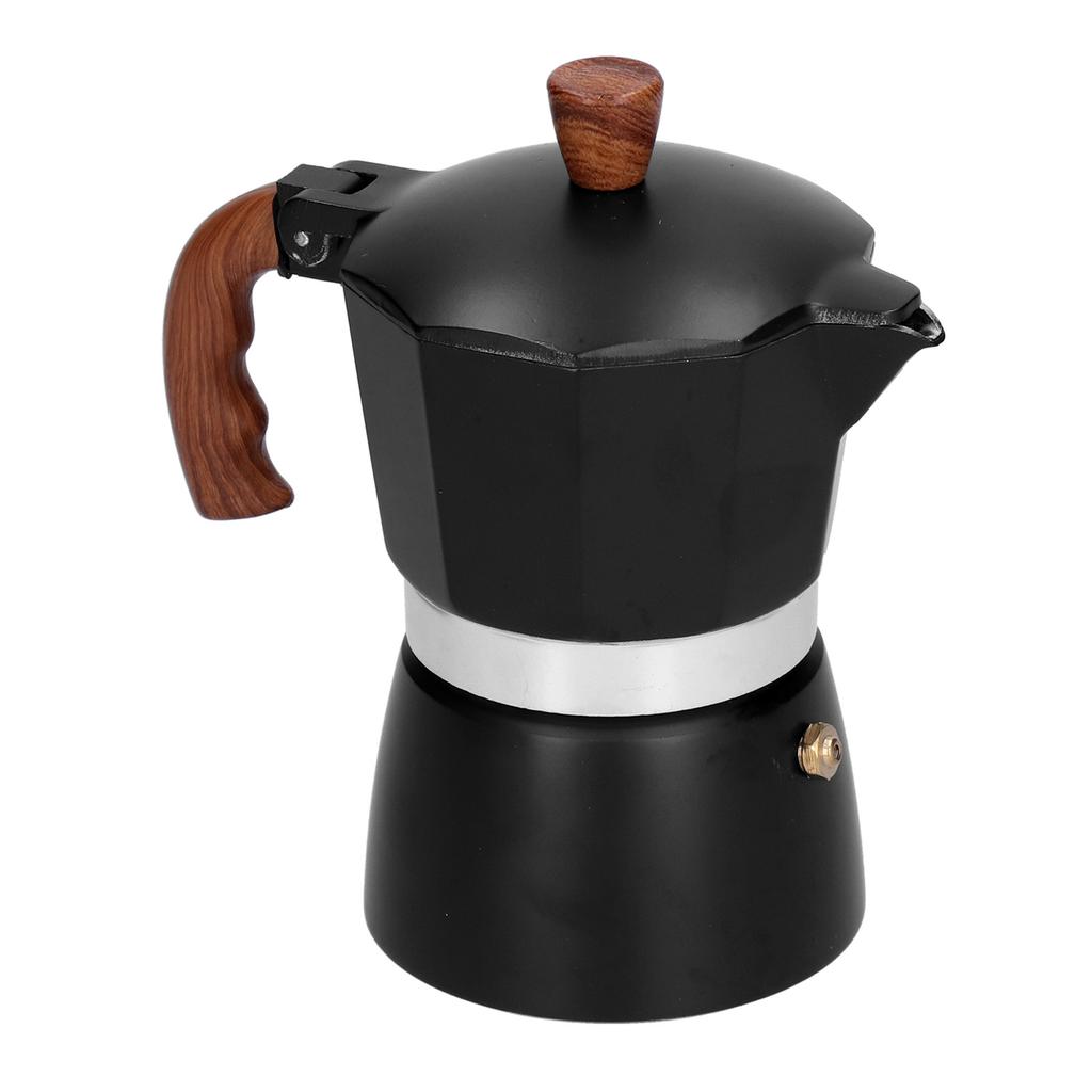 Aluminum Alloy Moka Pot Portable Coffee Pot with Heat Insulation Handle for Home Office