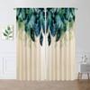 2pcs Feather Green Flowers, Study Room Kitchen Living Room Dorm Room Rod Pocket Top Window Drapes, Bedroom