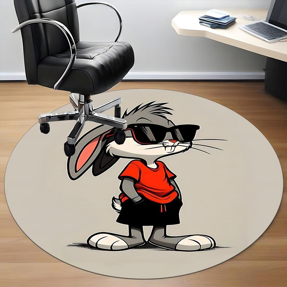 1pc Bugs Bunny Office Round Area Rug, Under Office Chairs Bedroom Living Room Home Decor, Available In Various Sizes
