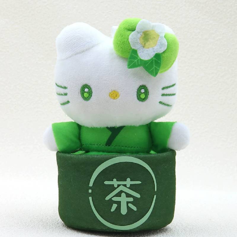 Sanrio Green Hello Kitty Cinnamoroll Melody Kuromi Plush Toy Pendant For Cute Car Ornament And Gift For Kids