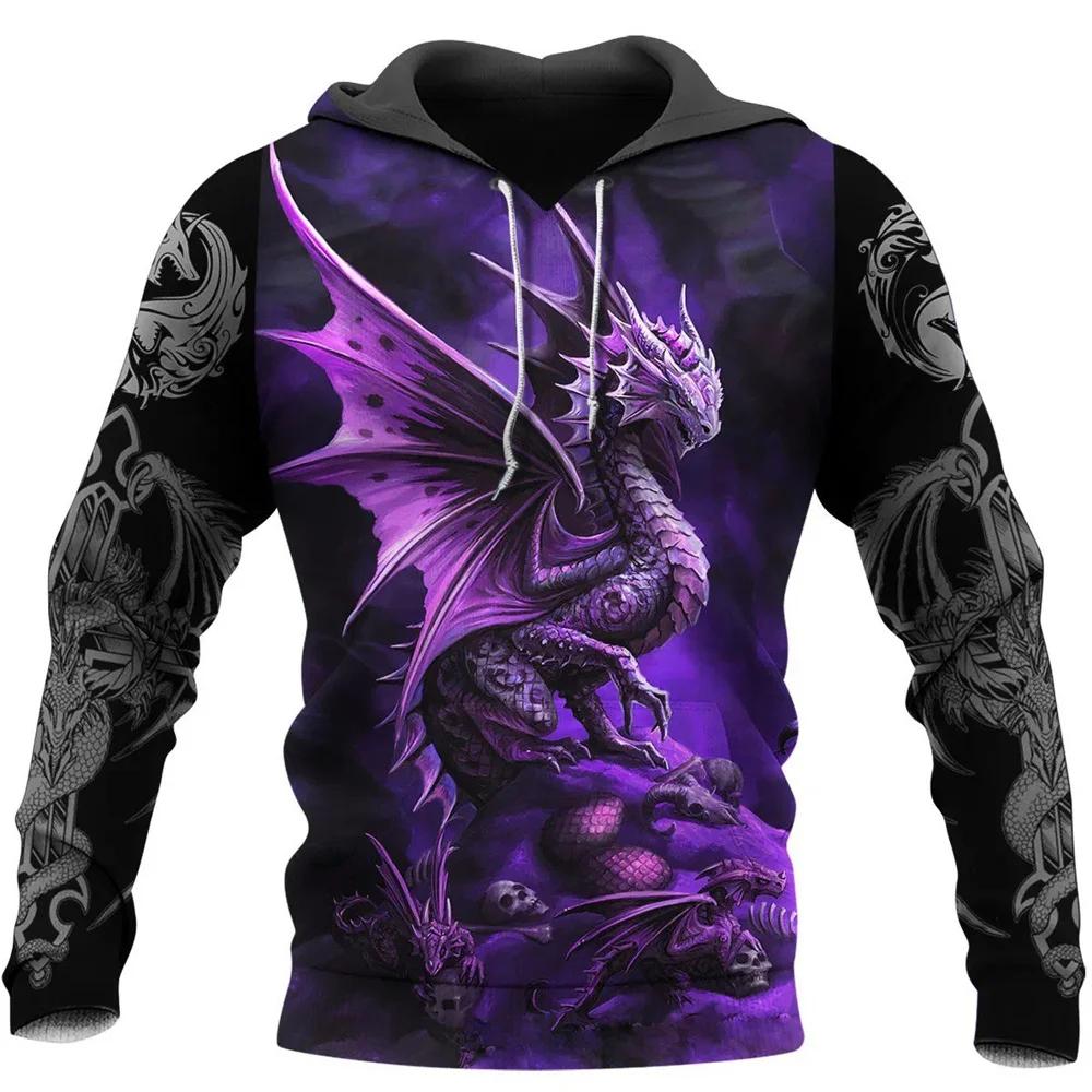 Herren-Hoodie mit chinesischem Drachen-Print, Mode 3D-Drachenmuster, neues Sweatshirt, Hip Hop Harajuku, übergroßer Pullover, Herrenbekleidung