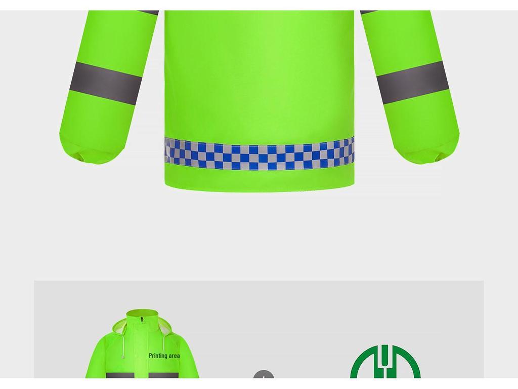 Unisex Reflective Raincoat and Pants Set for Motorcyclists and Delivery Riders - Waterproof and Split Design for Heavy Rain.