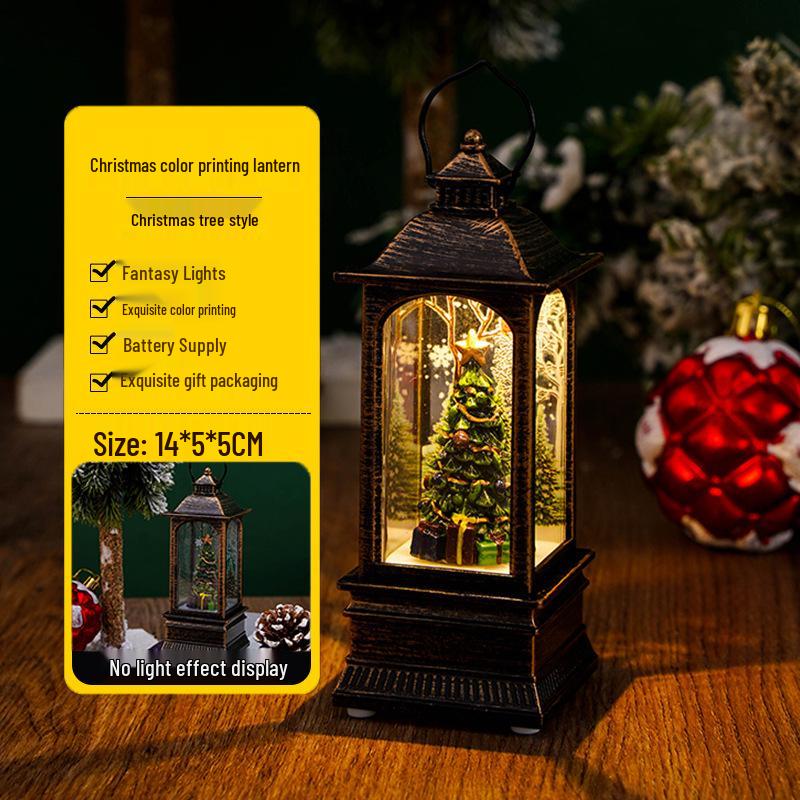 2026 Luminous Christmas Snowfall Lantern: Retro Oil Lamp Desktop Ornament & Festive Gift
