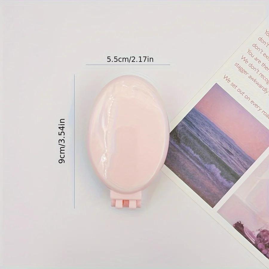 1pc Lightweight Portable Folding Hairbrush with Mirror | Durable ABS Plastic, Round Handle, Travel, Outdoor, Office, School Use