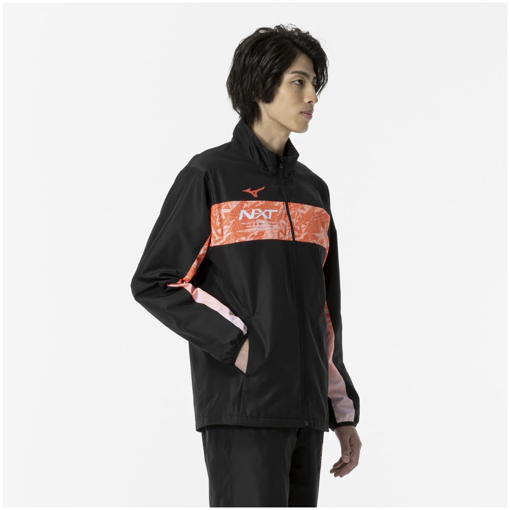 Mizuno Breath Thermo Warmer Training Size 2XL N-XT Jacket, Moisture-Wicking, Heat-Generating, Water-Repellent, Wear, 32JEA740, Black,