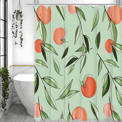 Summer Peach Shower Curtain, Bathroom Decorative Shower Curtain, Waterproof Shower Curtain with Hooks