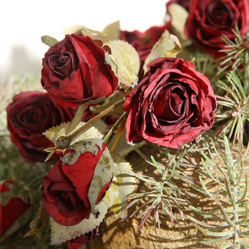 Vintage Styles Rose BouquetRose Flower Props Beautifully Crafted Fakes Flower Ornament Realistic Flower for Indoor Decor