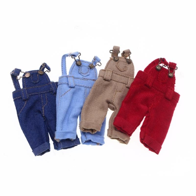 Miniature Overalls Doll Toy Clothing Washable Fabric Suspenders Pants for Toy Doll Display Decoration Doll Accessories