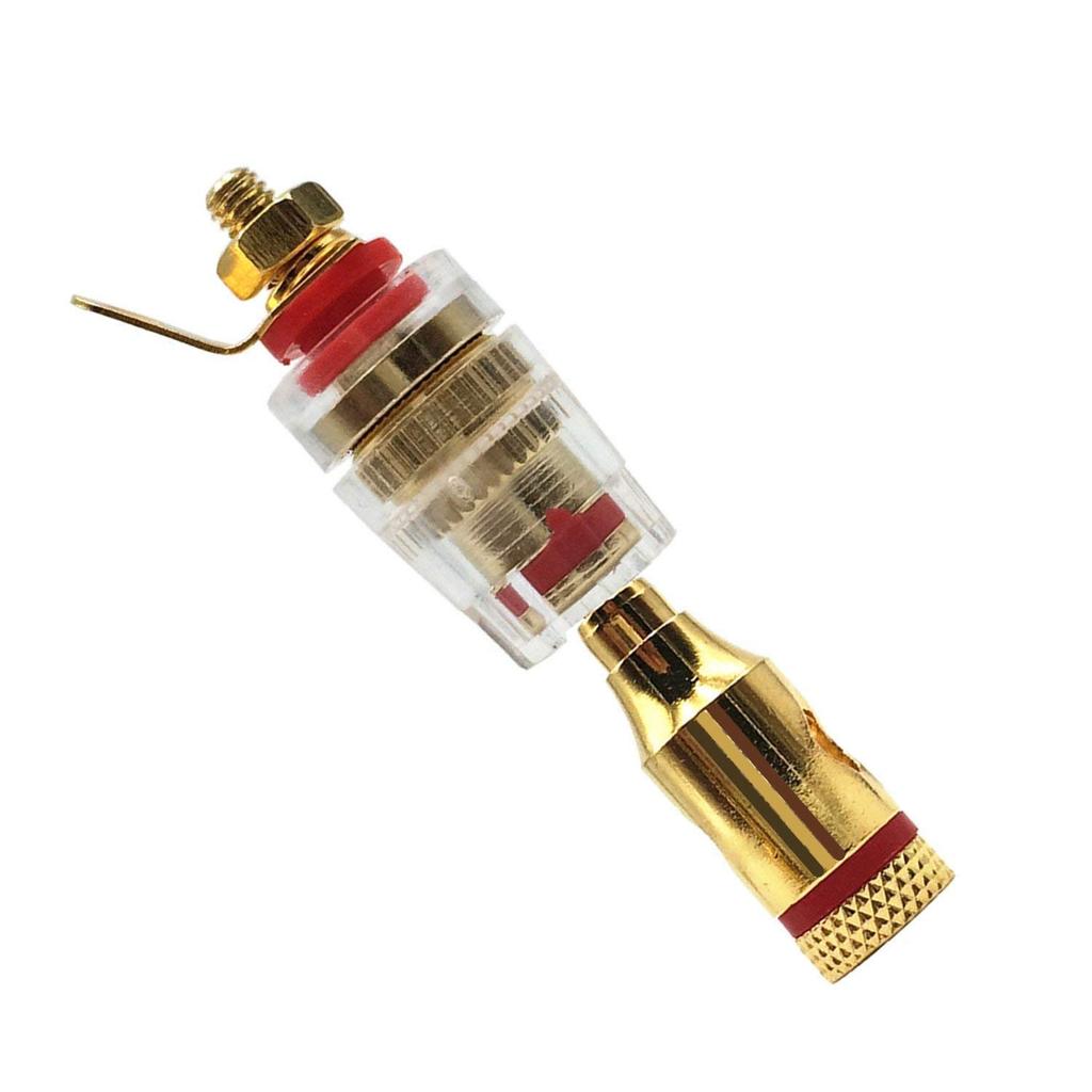 GeeSo Speaker 32mm Binding Posts Banana Plug Compatible 4-Pair Gold-Plated Terminals, + GS-32-XJ-4T