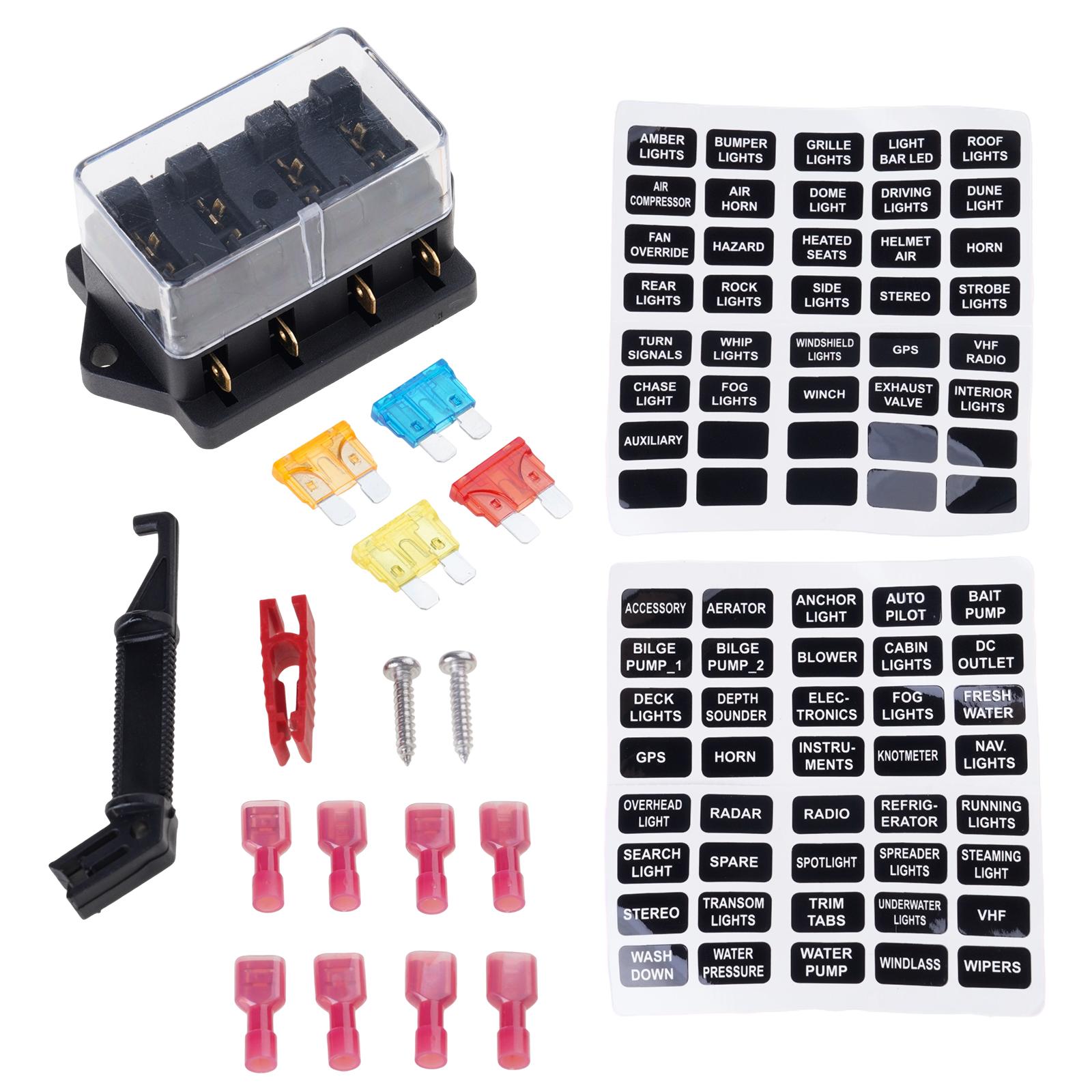 4-12 Way Fuses Box 32V Fuses Block  Fuses Holder Waterproof for Boats,Car Automotive Power Distribution Panel